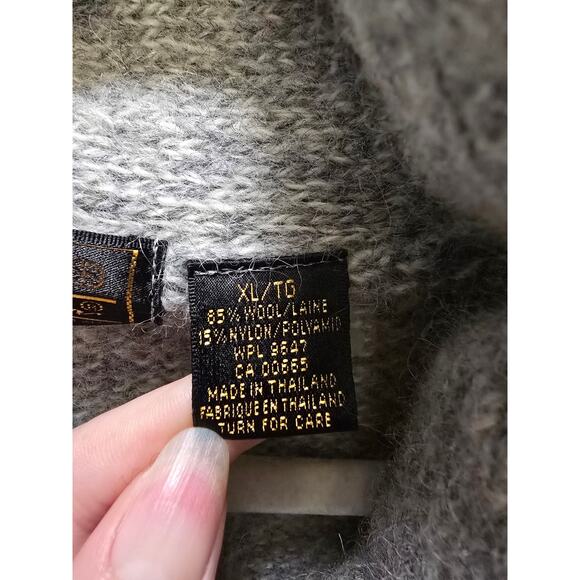 Vintage Eddie Bauer gray green blue red striped thick knit wool blend sweater XL - Picture 3 of 14